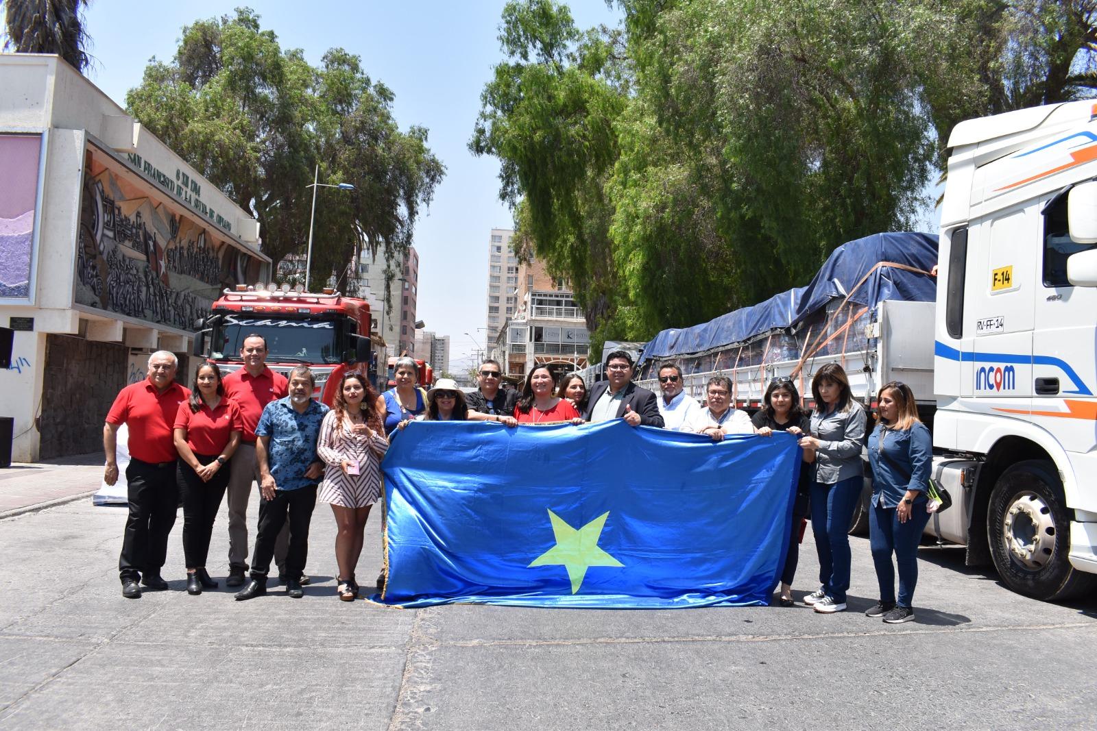 Campaña “Atacama Ayuda Al Sur partió desde Copiapó con cinco camiones cargados de agua y enseres para afectados por incendios forestales 1 IMG 20230210 WA0068