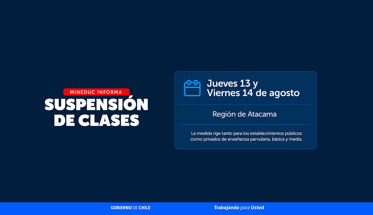 SEREMI de Educación amplia suspensión de clases en la Región de Atacama por sistema frontal 1 Suspension de clases Atacama 1